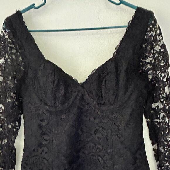 Vintage Moda IntL bustier corset gothic sheath lace long sleeve 90s Y2K Emo 4 - Picture 3 of 11